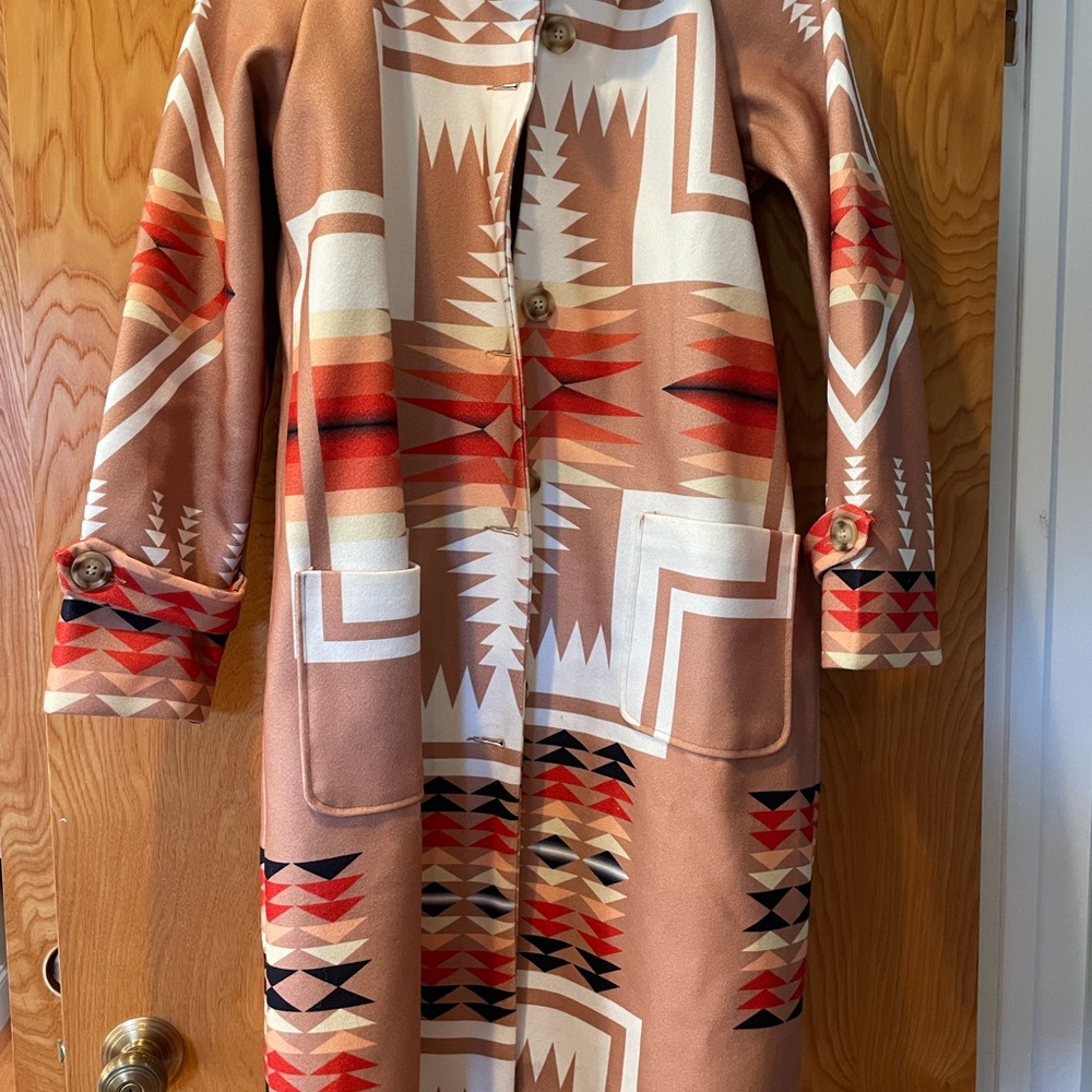 Pendleton Inspired Long Trench Coat